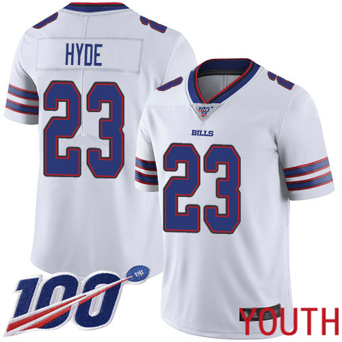 Youth Buffalo Bills #23 Micah Hyde White Vapor Untouchable Limited Player 100th Season NFL Jersey->youth nfl jersey->Youth Jersey
